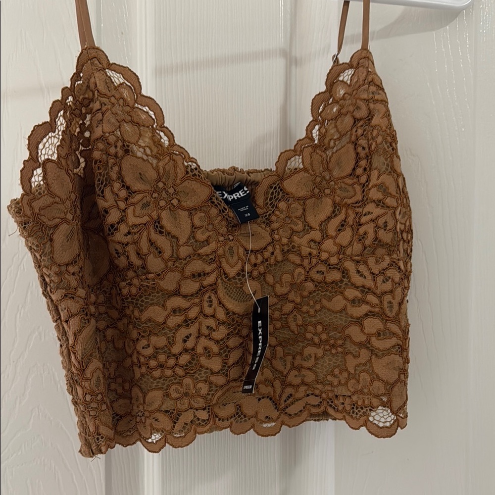 Express Tan Lace Crop Top